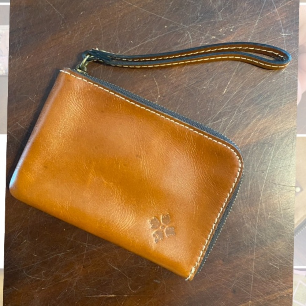 Patricia Nash Cognac Leather Wristlet Clutch